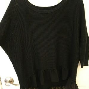 American Eagle Black Ruffle Sweater